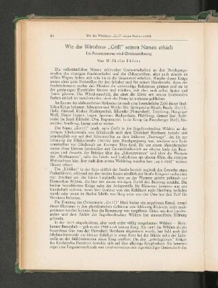 Wie das Wirtshaus "Grill seinen Namen erhielt Ein Personenname wird Orstbezichnung Von Wilhelm Ehlers