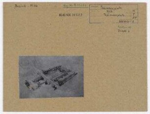 Vogelschauansicht: Thälmannplatz. Berlin, Mitte, Thälmannplatz (vor 1950 Wilhelmplatz, 1986-1993 Otto-Grotewohl-Straße, seit 1993 Wilhelmstraße)