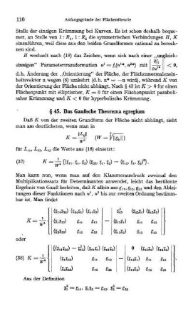 § 45. Das Gaußsche Theorema egregium