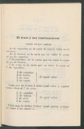 El truco y sus combinaciones : Valor de las cartas