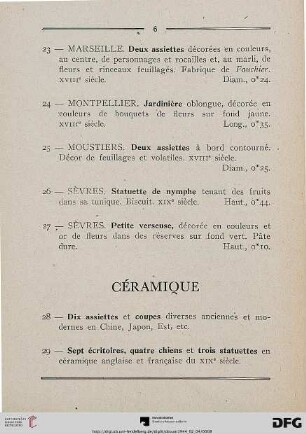 Céramique (Nr. 28-35)