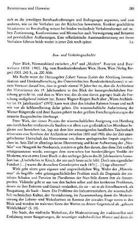 Rezensionen und Hinweise : Bau- und Verkehrsgeschichte