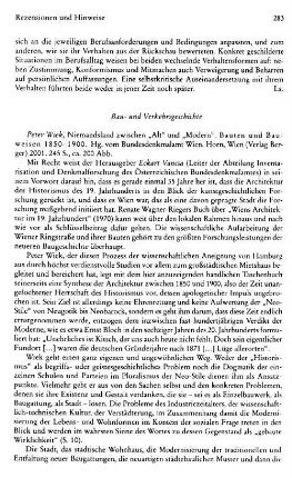 Rezensionen und Hinweise : Bau- und Verkehrsgeschichte