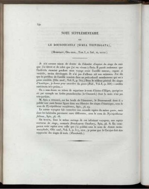 Note Supplémentaire sur Le Douroucouli (Simia Trivirgata),