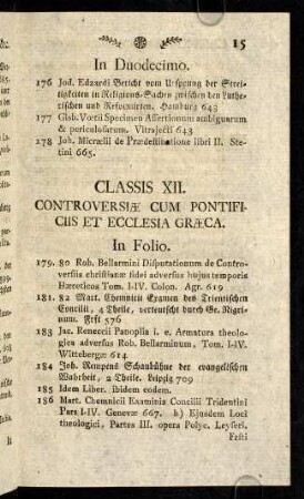 15-31, Classis CII. Controversiae Cum Pontificus et Ecclesia Graeca.
