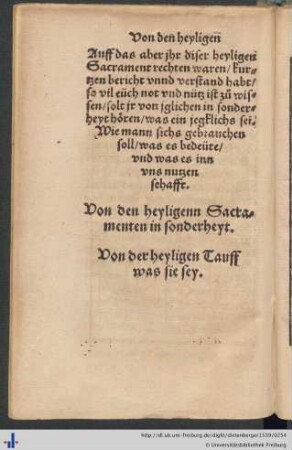 Von der heyligen Tauff was sie sey