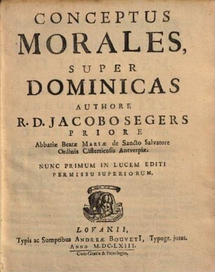 Conceptus Morales Super Dominicas, 1
