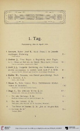 1. Tag: Donnerstag, den 30. April 1908 (Nr. 1-160)