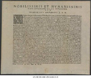Nobilissimis Et Humanissimis Viris Iuvenibus, S S. L L. Studiosiss. S. P. D: Dominicus Arumaeus I.U.D. : Magno semper in honore ea Philosophiae pars, quae non verbis non rationibus, bonos efficere conatur, sed iis rebus quae multo sunt potentissimae, praemio scilicet & poena habita fuit ... Valete. Ienae , 24. Iunii, Anno M. D. CI.