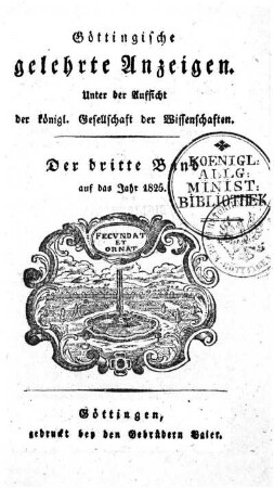 1825,3: Göttingische gelehrte Anzeigen