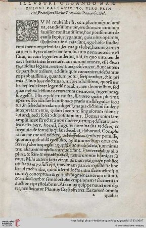 Illustri Orlando Marchioni Pallauicino, viro principi, Franciscus Marius Grapaldus Parmensis, […]