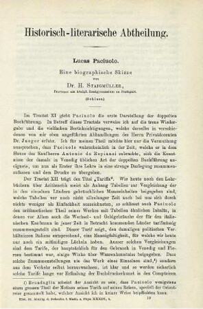 Lucas Paciuolo. Eine biographische Skizze.