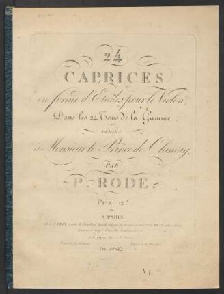 24 Caprices en forme d'Etudes pour le Violon, Dans les 24 Tons de la Gamme