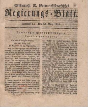 Nr. 14 : 30. März 1821