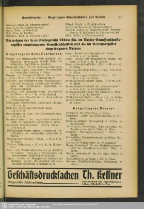 Eingetragene Genossenschaften und Vereine