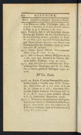 XVIIe. Siecle.