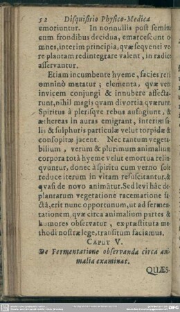 Caput V. De Fermentatione observanda circa animalia examinat