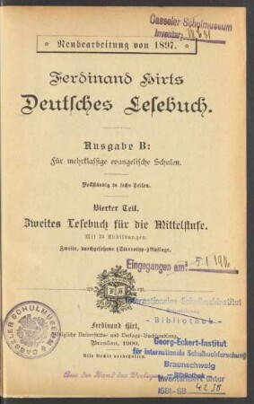 Teil 4, [Schülerband]: Zweites Lesebuch für die Mittelstufe