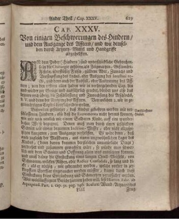 Cap. XXXV. Von einigen Beschwerunhen des Hindern / und dem Ausgange des Afftern / [...]