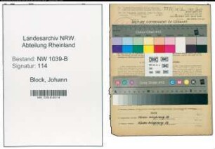 Entnazifizierung Johann Block , geb. 24.02.1901 (Maschinist)