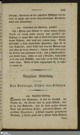 Vierzehnte Abtheilung. Von Puddings, Klößen oder Klümpen