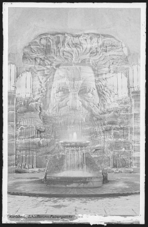Karlsbad. Schlossbrunn (1910-1912) : Karlsbad. Neue Schloßkolonnade (Schlossbrunn, Burgquell-Kolonnade, 1910-1912; Friedrich Ohmann). Inneres mit Burgquell und "Felsengesicht"