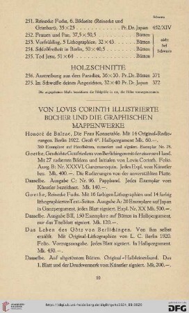 Von Lovis Corinth illustrierte Bücher und die graphischen Mappenwerke
