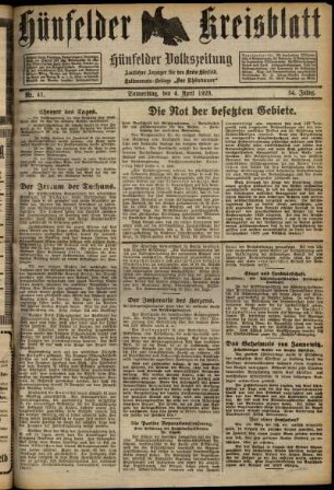 Ausgabe vom Donnerstag, den 04. April 1929.