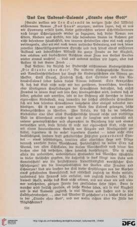 35: Aus Lou Andreas-Salomés "Stunde ohne Gott"