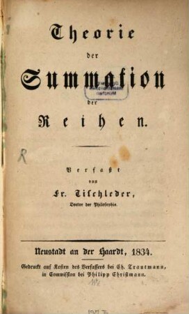 Theorie der Summation der Reihen