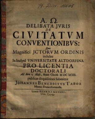 Delibata Jvris De Civitatvm Conventionibvs