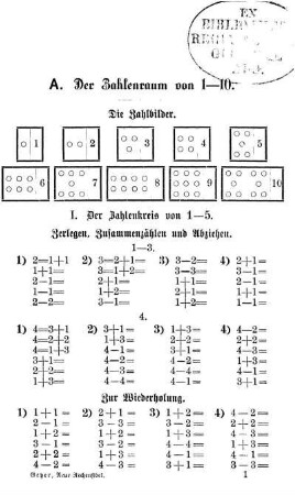 A. Der Zahlenraum von 1-10.