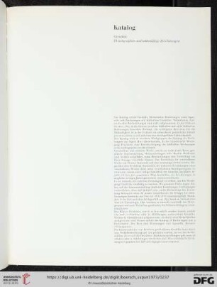 Katalog: Gemälde, Druckgraphik und bildmäßige Zeichnungen