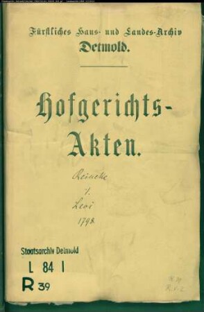 Reineke, Krüger zu Berlebeck gegen Hofagent Rafael Levi - Rückständige Pacht