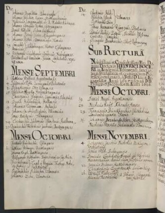 Winterhalbjahr 1625/1626. Rektorat Heinrich Bocer