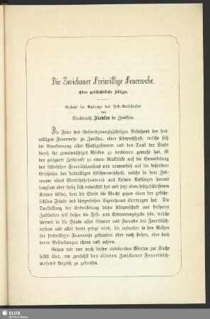 Die Zwickauer Freiwillige Feuerwehr : eine geschichtliche Skizze