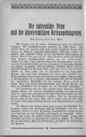 Die italienische Frau und die österreichischen Kriegsgefangenen.