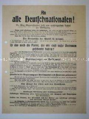 Propagandaflugblatt der Nationalsozialistischen Freiheitsbewegung mit Ausrichtung auf die Wähler der DNVP