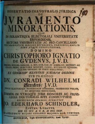 Diss. inaug. iur. de iuramento minorationis