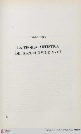 Libro nono. La teoria artistica dei secoli XVII e XVIII