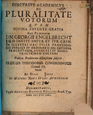 Discvrsvs academicvs de pluralitate votorum