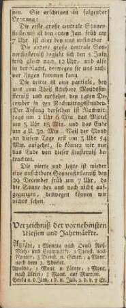 Verzeichniß der ... Messen und Jahrmärkte