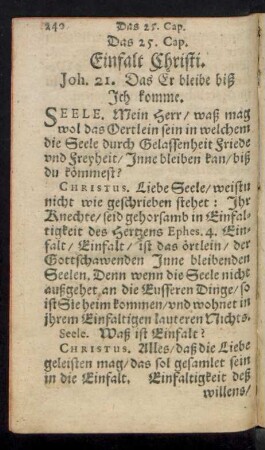 Das 25. Cap. Einfalt Christi.