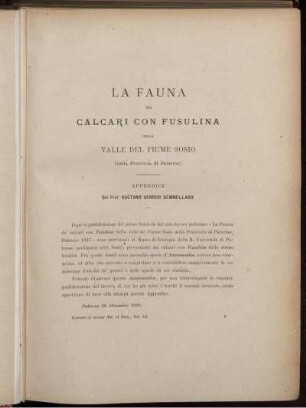 La Fauna Calcari Con Fusulina Della Valle Del Fiume Sosio (nella Provincia di Palermo) - Appendice