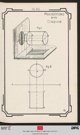 Pl. XLI Projections d’un Cylindre [Horizontal im Raum]