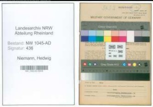 Entnazifizierung Hedwig Niemann , geb. 26.03.1902 (Arbeiterin)