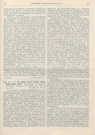 481-483 [Rezension] Sell, Karl, Die Religion unserer Klassiker Lessing, Herder, Schiller , Goethe