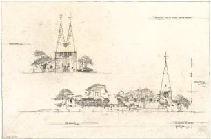 Gsaenger, Gustav; München - Bogenhausen; Ev. Kirche - Ost- u. Nordseite (Ansichten)