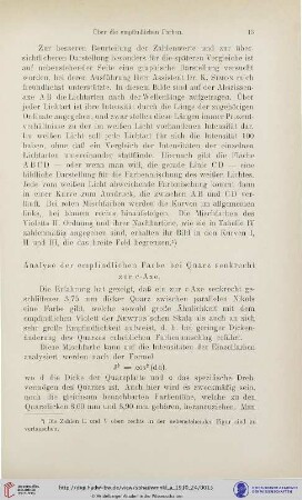 Analyse der empfindlichen Farbe bei Quarz senkrecht zur c-Axe