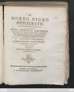 De Morbo Nigro Hippocratis